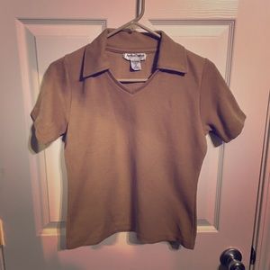 (M) Beige polyester shirt